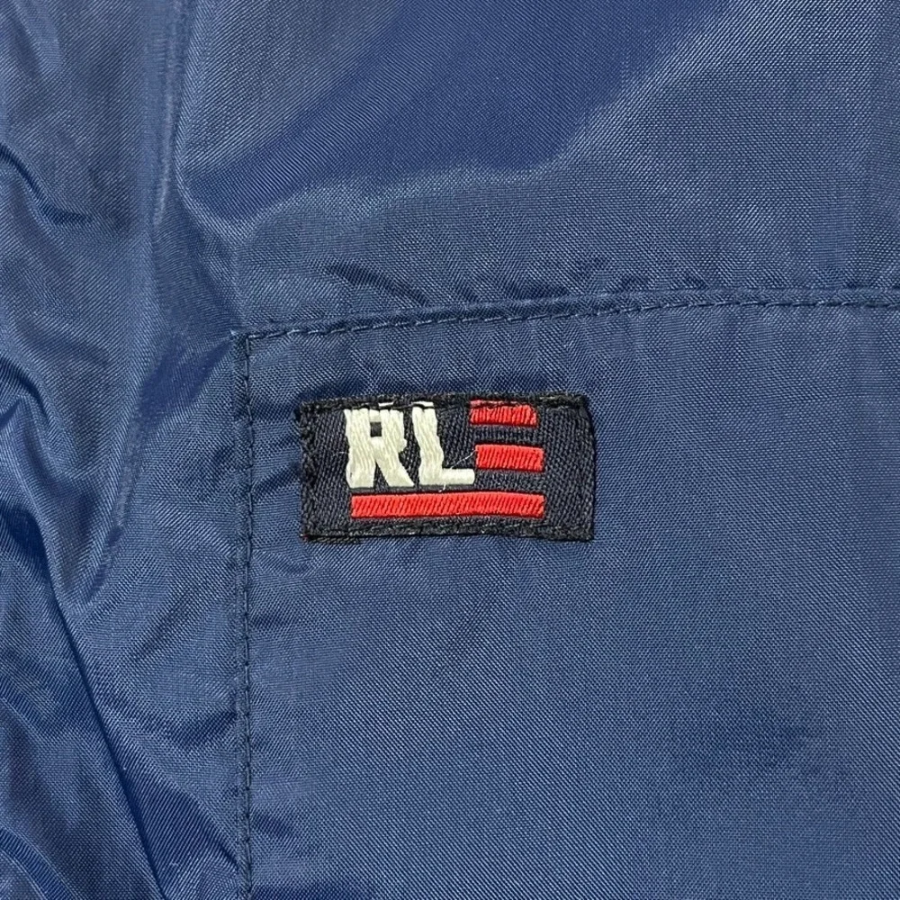 Ralph Laure Polo Jeans Co Vest Men Large Blue Nylon Full Zip Pockets Windbreaker